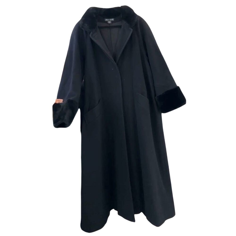 STEVE By SEARLE Vintage Swing Coat Faux Fur Collar CuffsSize 14 27” PTP 52” Long